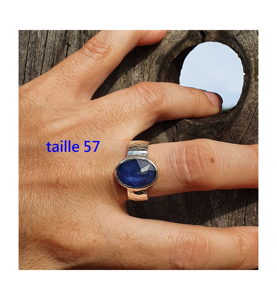 bague femme argent saphir bleu