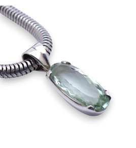 pendentif argent et prasiolite