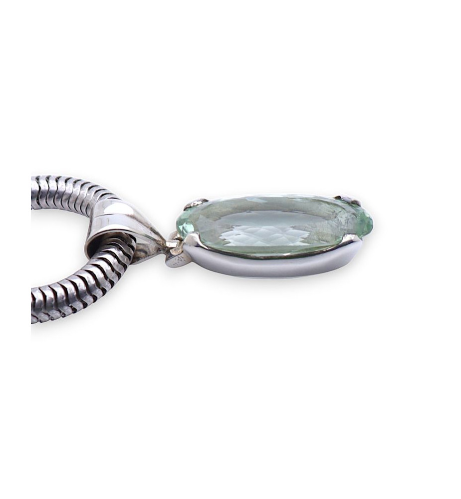 pendentif argent et pierre verte