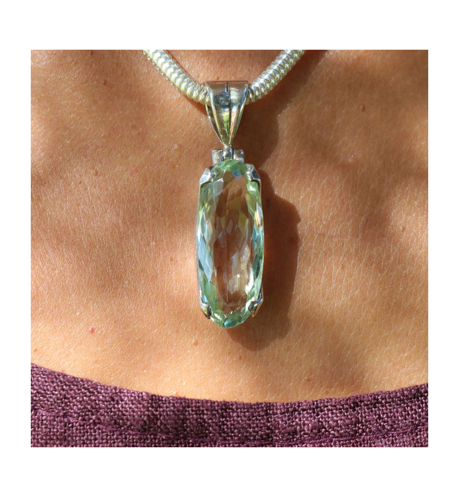 prasiolite pendentif argent