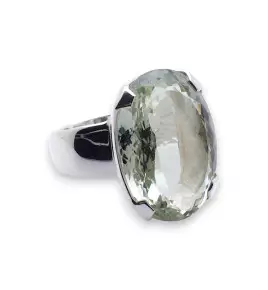 bague argent et pierre verte