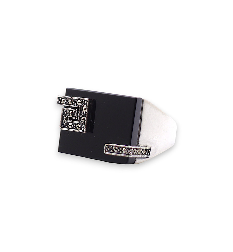 bague onyx argent femme