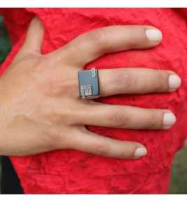 bague onyx noir marcassite