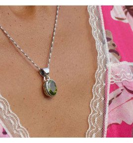 pendentif peridot et argent