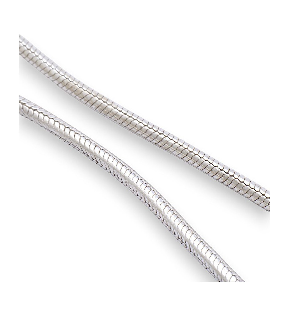 Chaîne Argent Rhodié Homme Femme Maille Serpent 1.2 mm - 40 à 70 cm