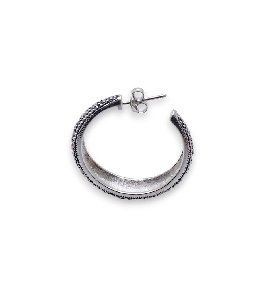 créoles argent marcassite