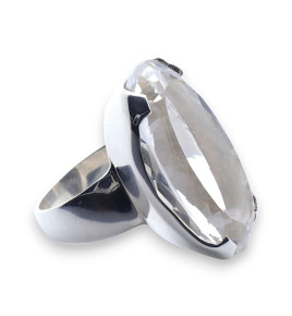 bague cristal de roche argent