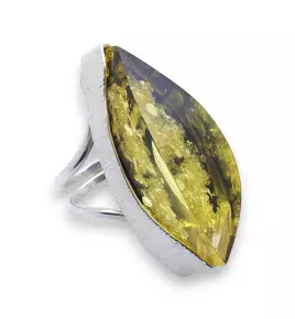 bague argent et ambre artisanal