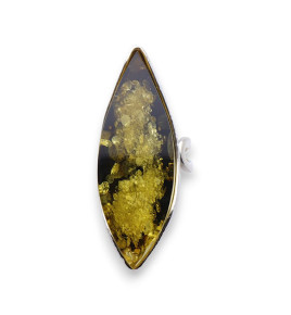 bague argent ambre jaune