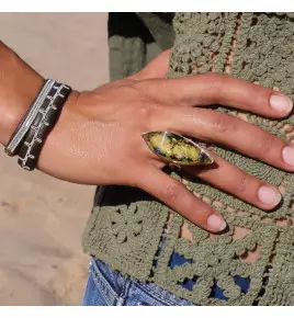 bague argent et ambre artisanal