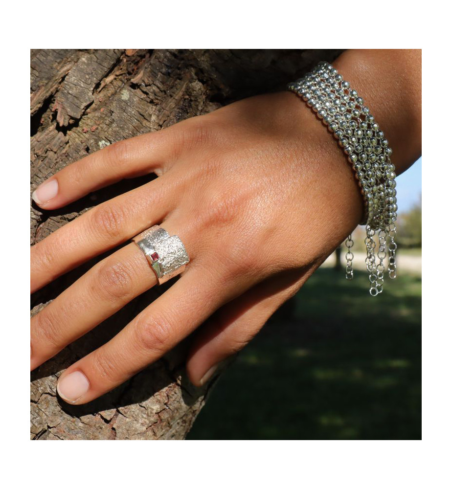 bague grenat argent