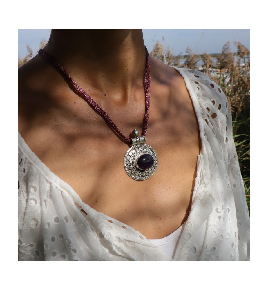 améthyste pendentif femme