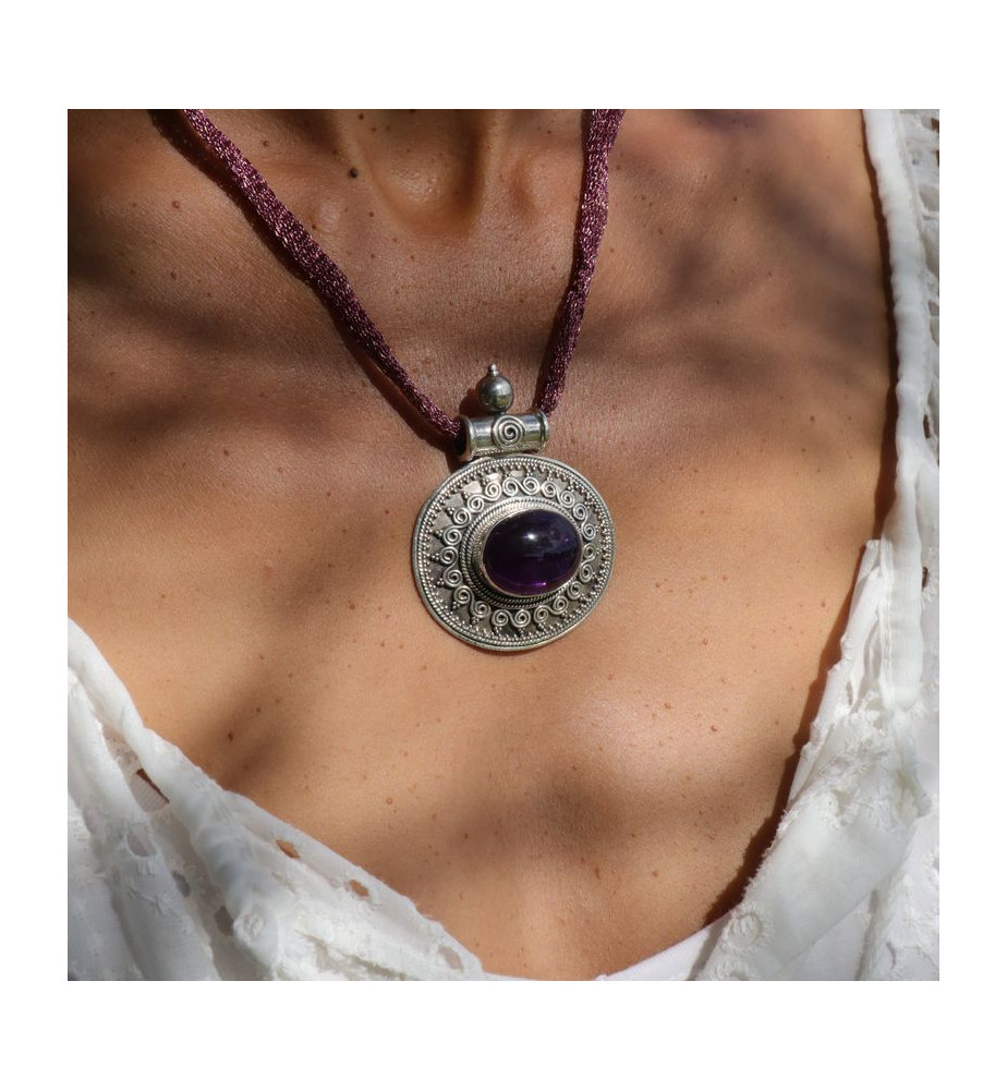 amethyste pendentif en argent