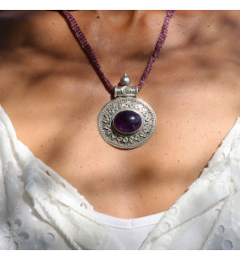 pendentif argent amethyste