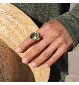 bague obsidienne argent