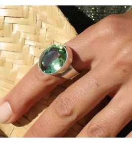 bague obsidienne verte