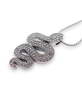 pendentif serpent marcassite argent