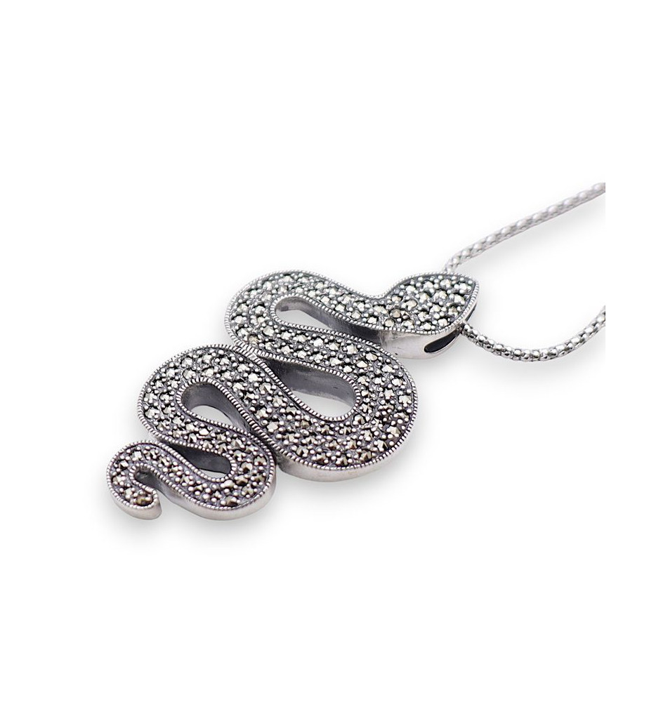 pendentif serpent marcassite argent