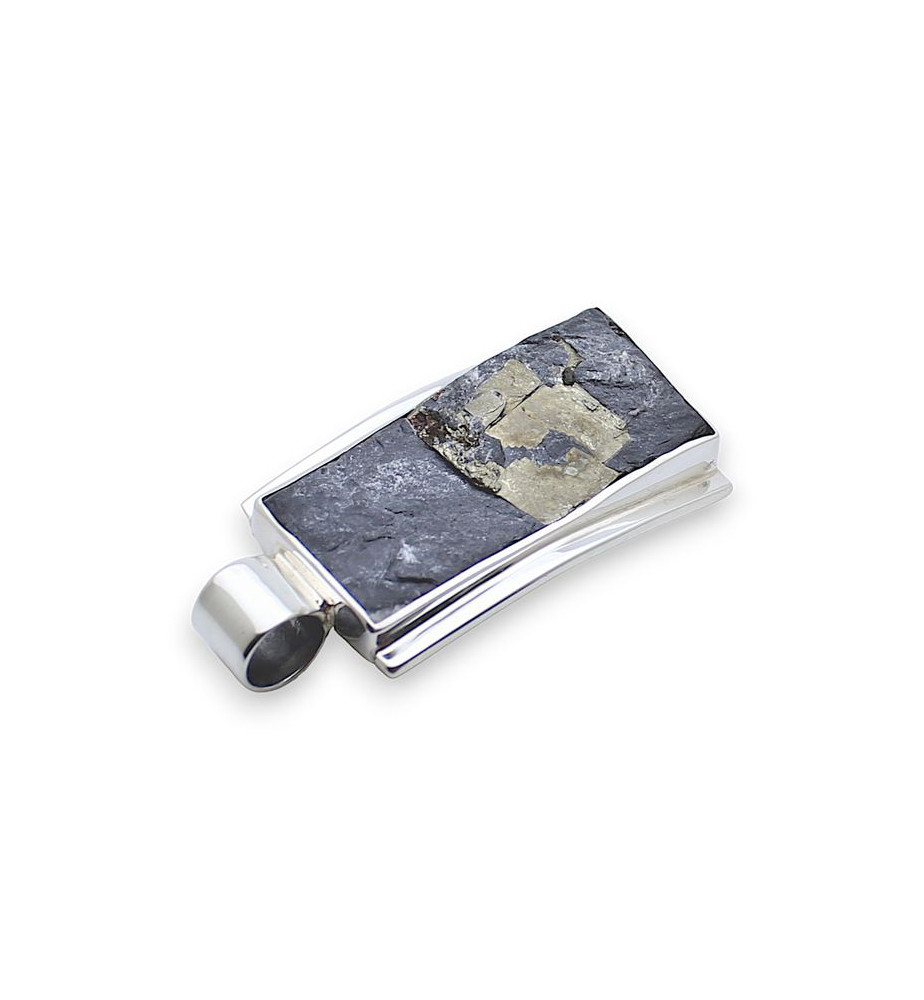 pendentif ardoise et pyrite naturelle