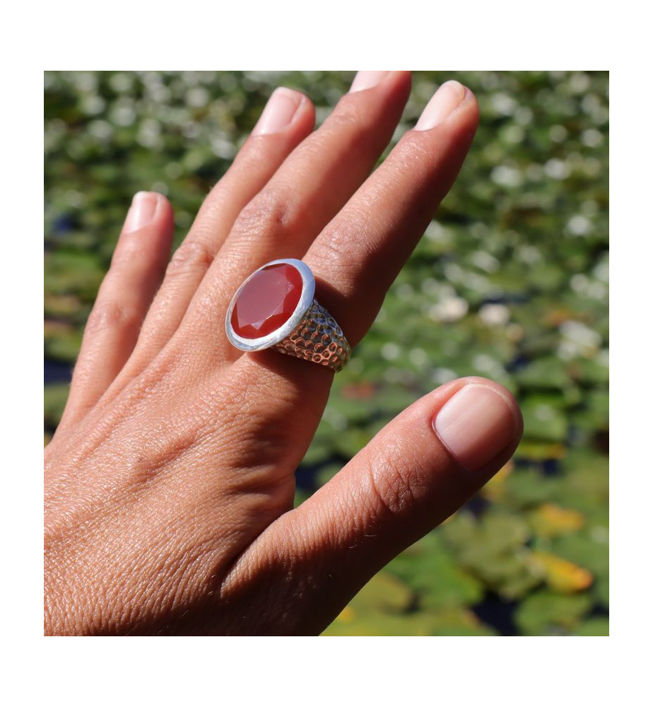bague cornaline argent
