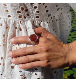 bague argent avec cornaline