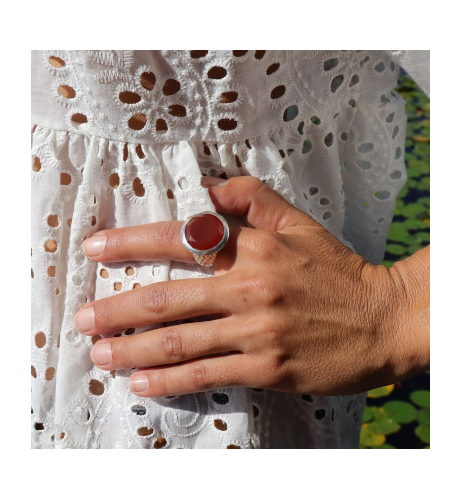 bague argent avec cornaline