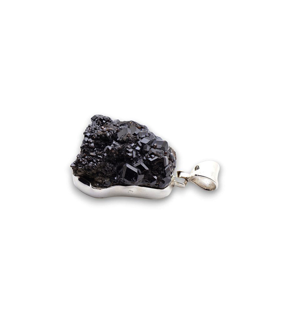 pendentif argent et pierre noire