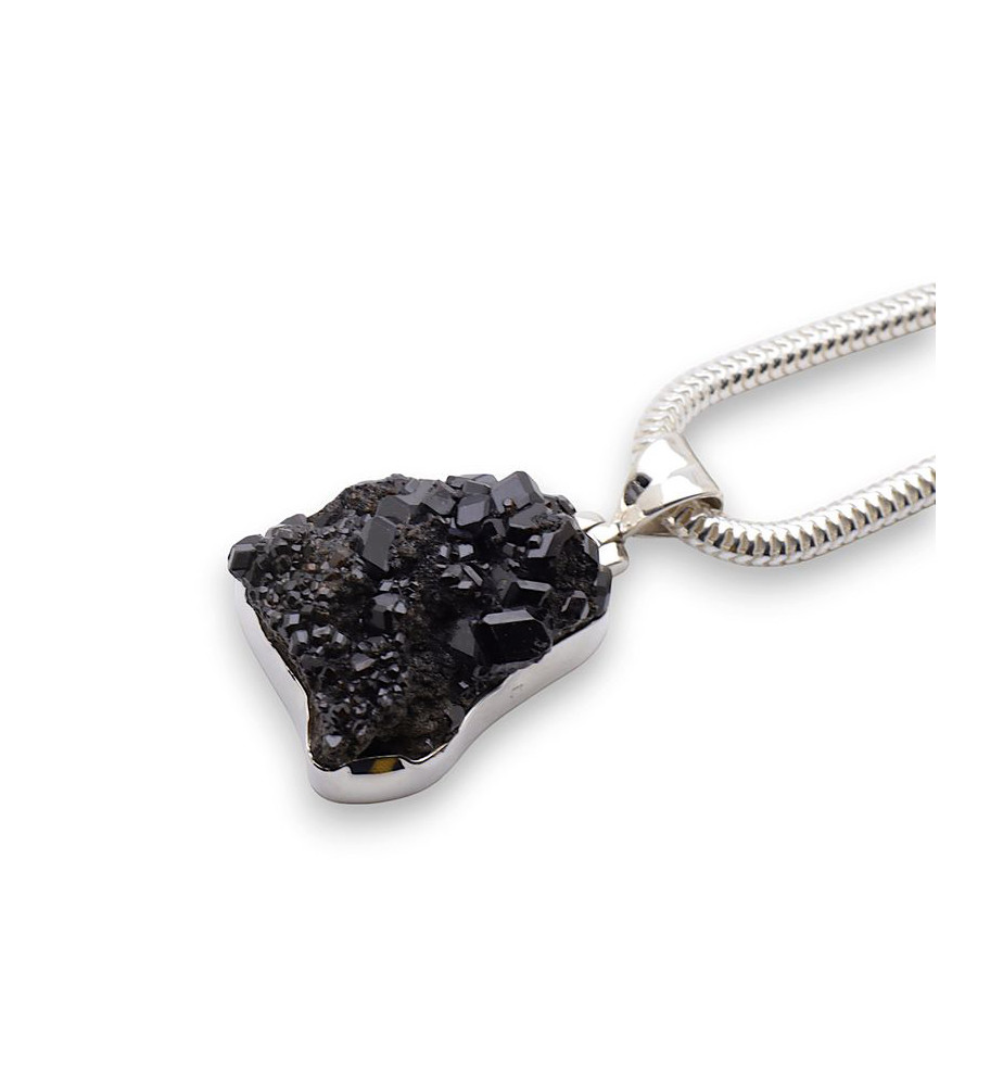 Pendentif fait main en argent sterling avec ammonite, grenat et jaspe