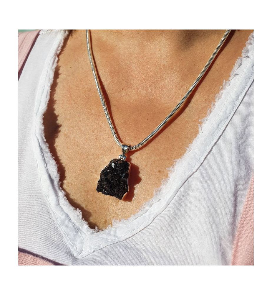 pendentif grenat argent massif