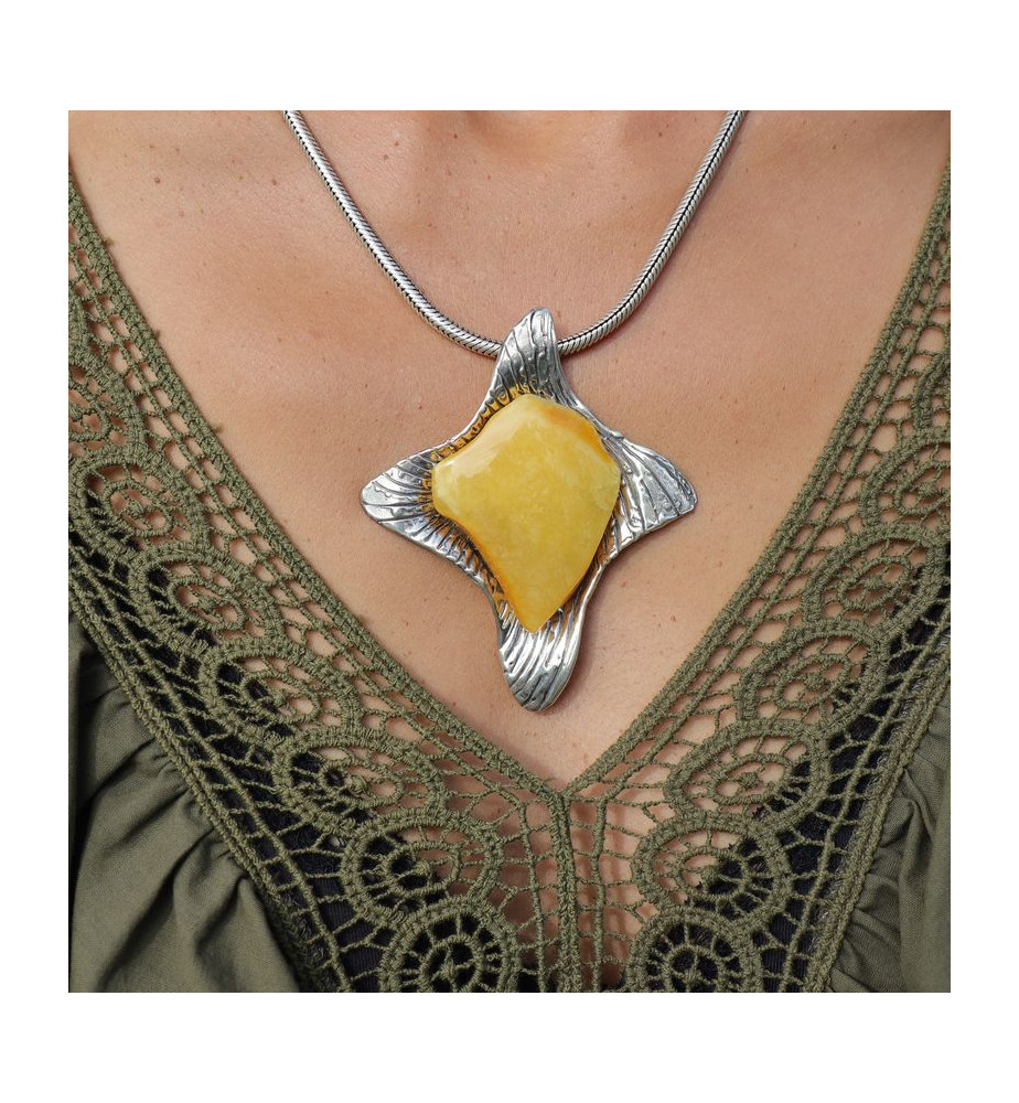 pendentif argent ambre créateur