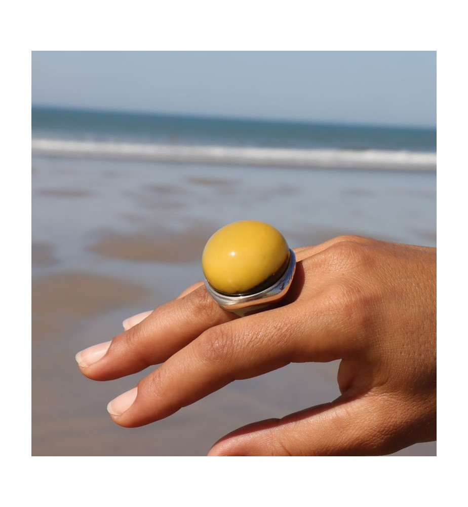 bague ambre argent