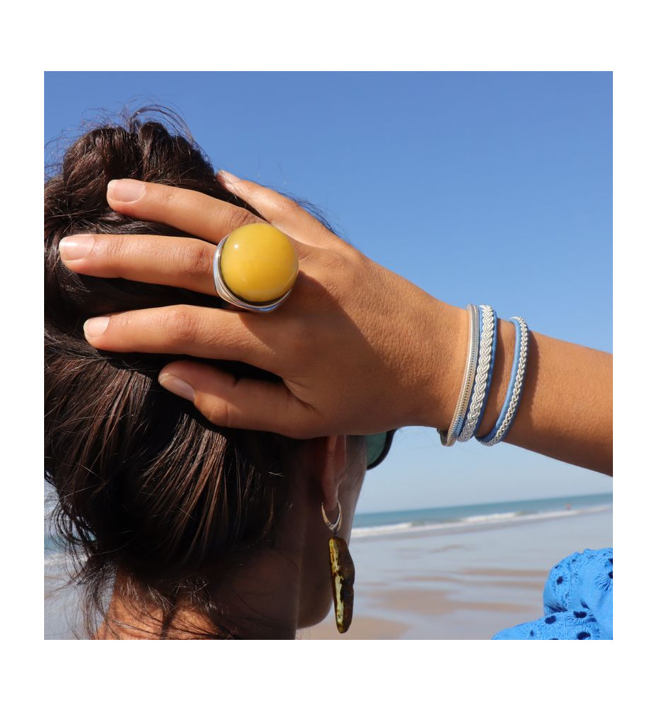bague ambre jaune