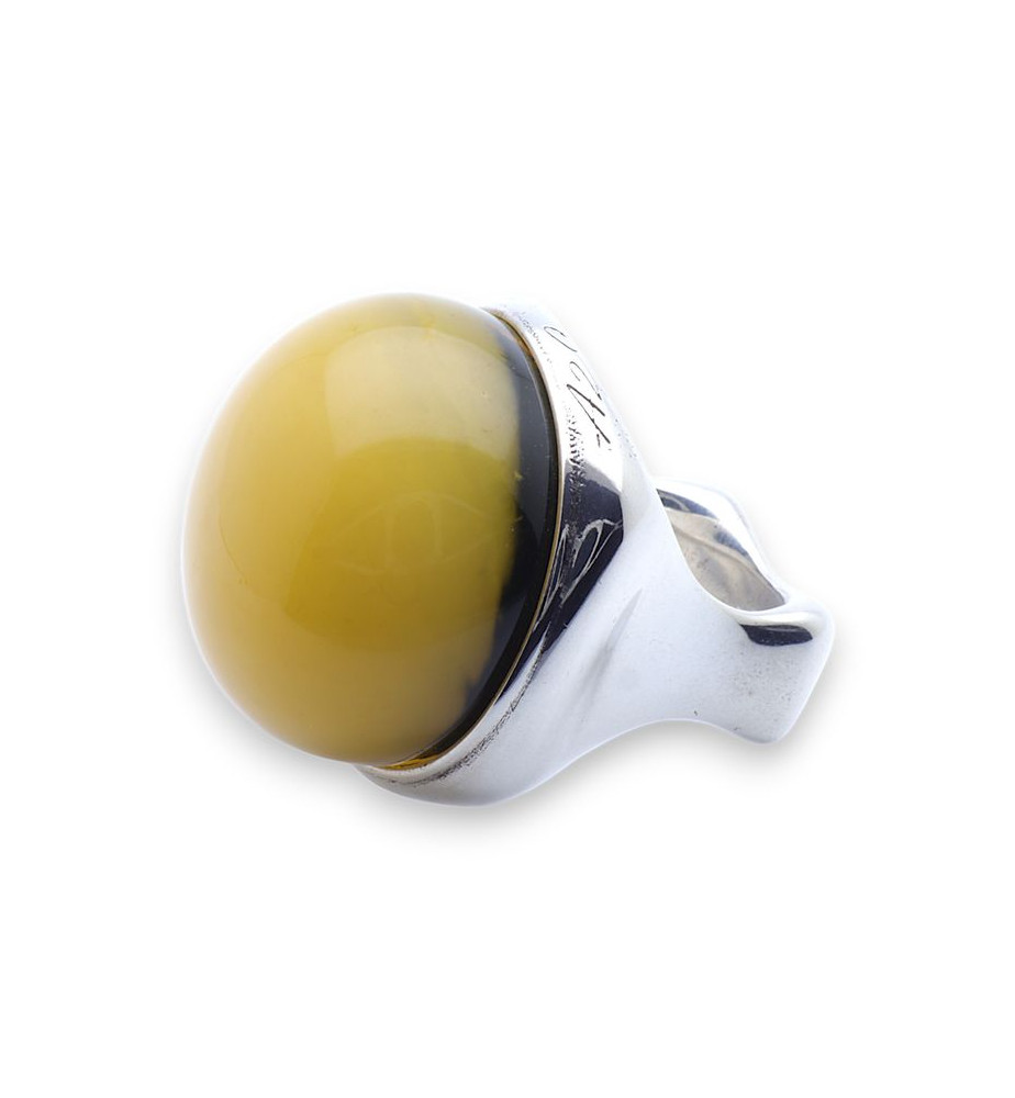 bague ambre jaune argent