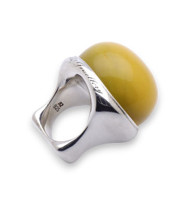 bague pierre ambre jaune