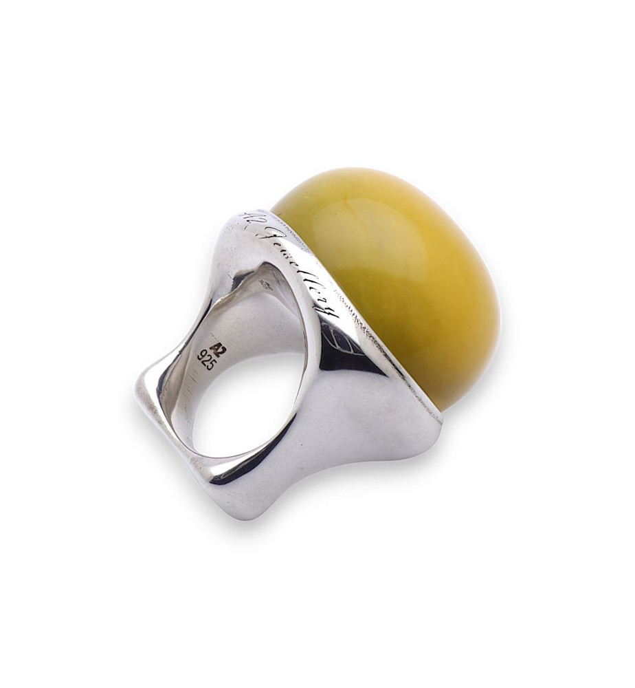 bague pierre ambre jaune