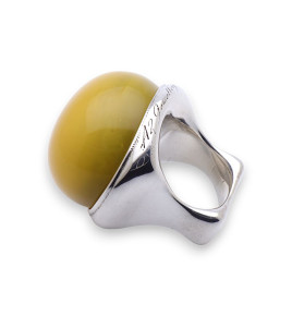 bague ambre jaune argent haut de gamme