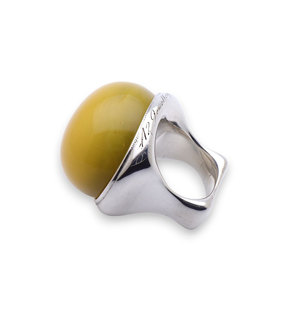 bague ambre jaune argent haut de gamme