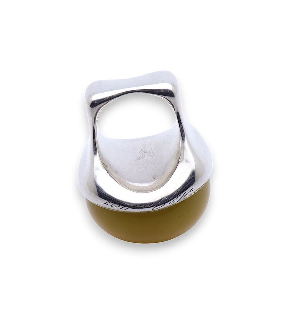 Bague Vintage Argent 925 Et Ambre Baltique – Taille T51 – Poinçon 925
