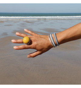 bague pierre ambre jaune