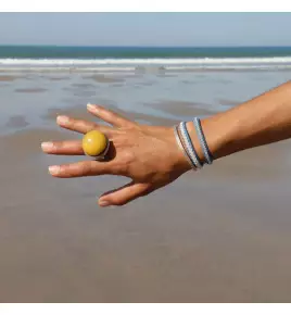 bague pierre ambre jaune