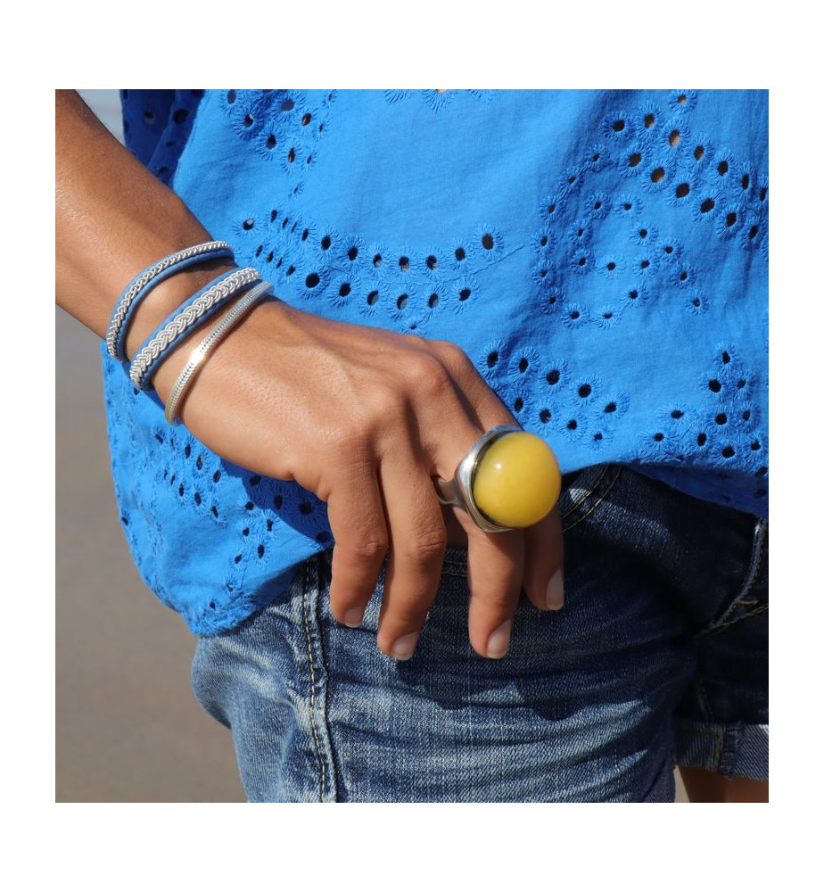 grosse bague ambre argent createur