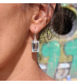 boucles d'oreilles argent pierre bleue