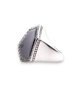 bague onyx noir argent