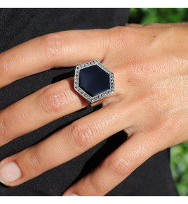 bague argent onyx noir femme