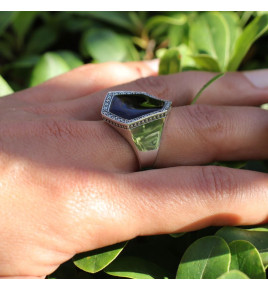 bague argent onyx rétro