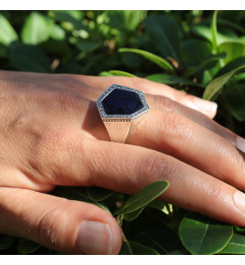 bague argent onyx rétro femme