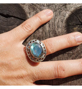 bague labradorite bleue