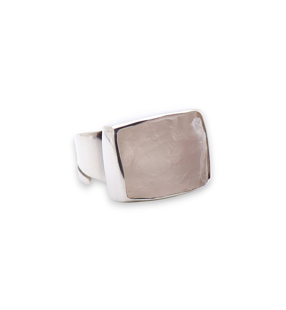 bague quartz rose argent