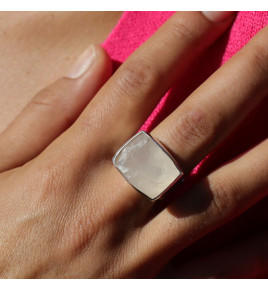 bague quartz rose argent