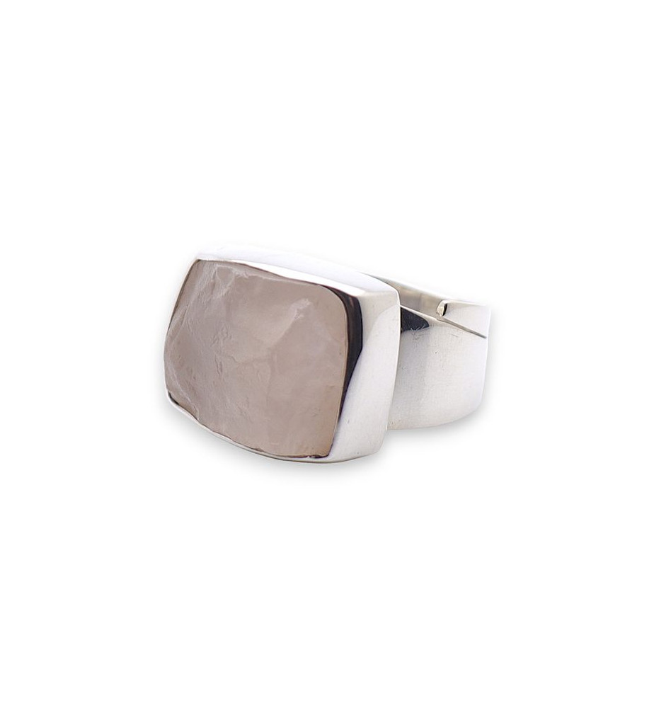 bague quartz rose brut
